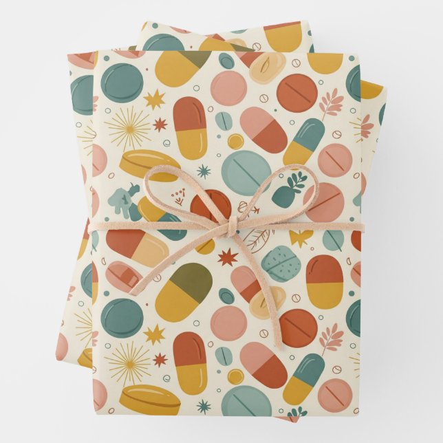 Feuille De Papier Cadeau Soins de santé et pharmacie Boho Earth Tone Capsul (En situation)