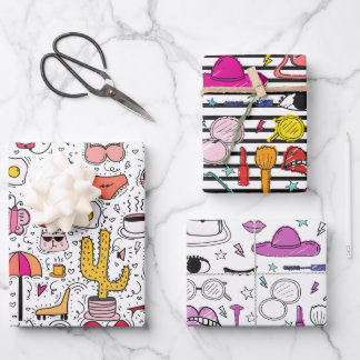 Feuille De Papier Cadeau Soins personnels cosmétiques de mode Fille Motif