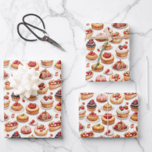 Feuille De Papier Cadeau Soirée aux pâtisseries composées carrelées
