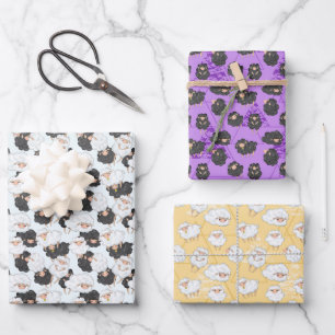 Feuille De Papier Cadeau soirée carrelée pour les amateurs de moutons migno