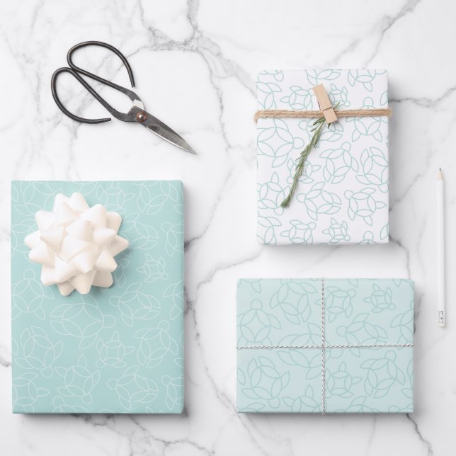 Feuille De Papier Cadeau Soirée d'anniversaire motif de tortue élégante (Recto)