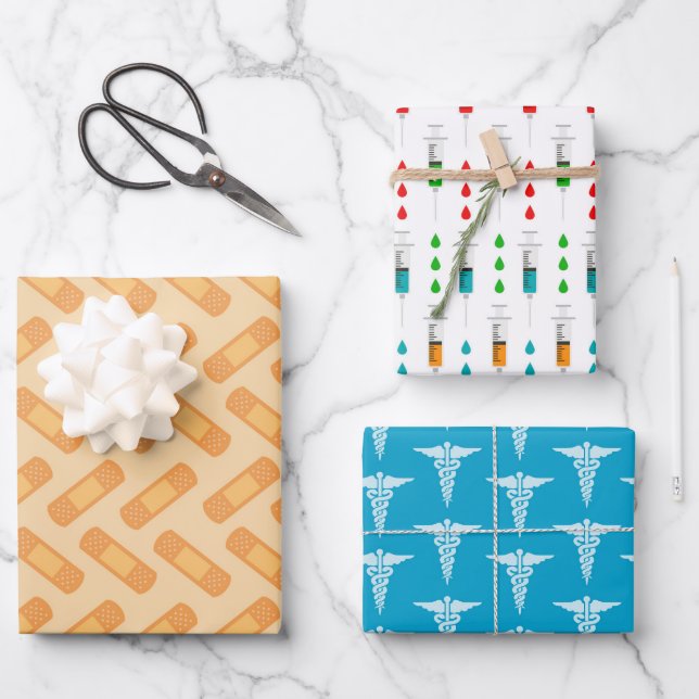 Feuille De Papier Cadeau Soirée motif en carrelage de l'infirmière (Recto)