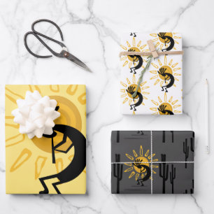 Feuille De Papier Cadeau Soleil doré Kokopelli Sud-Ouest