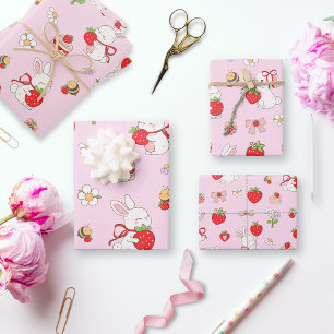 Feuille De Papier Cadeau Some Bunny Anniversaire Rose