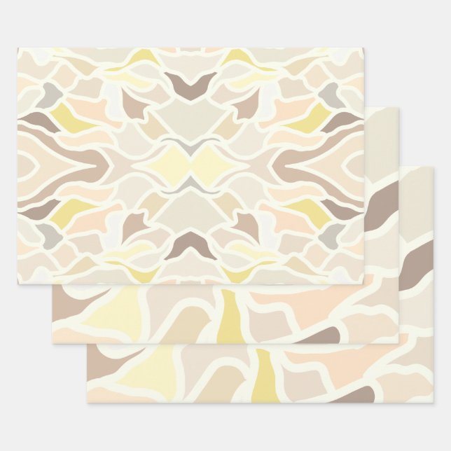 Feuille De Papier Cadeau Son Motif Abstrait géométrique si ivoire (Lot)