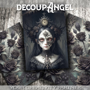 Feuille De Papier Cadeau Sorcière mystique : Rose - Découpage -