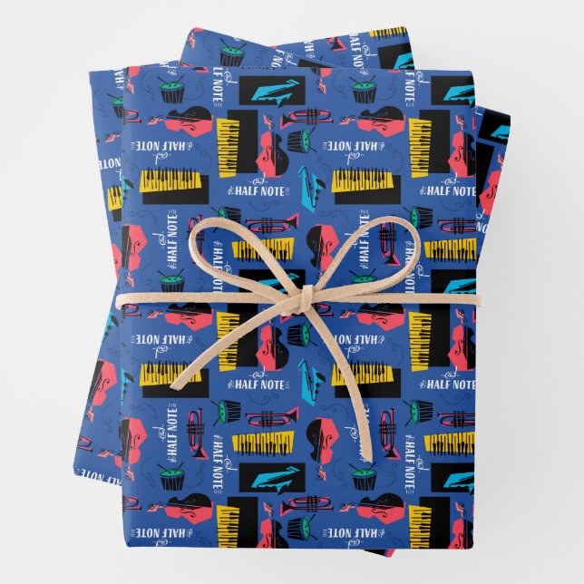Feuille De Papier Cadeau Soul| Motif d'instruments de jazz (En situation)