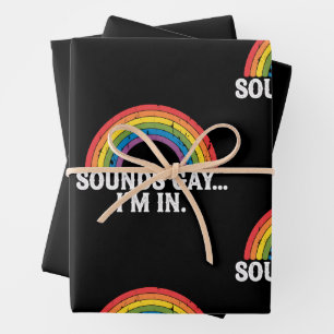 Feuille De Papier Cadeau Sounds Gay I'm In Rainbow LGBTQ Vintage Retro