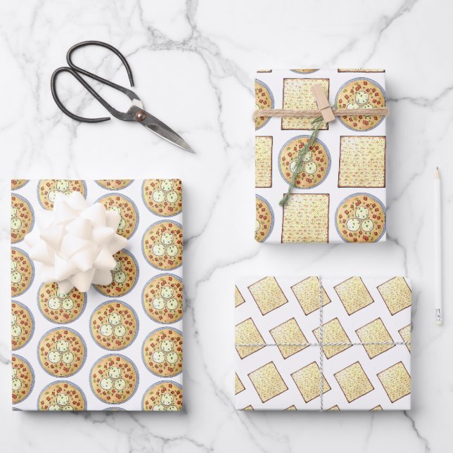 Feuille De Papier Cadeau Soupe de bal Matzo Matzah Cuisine juive Pâque (Recto)