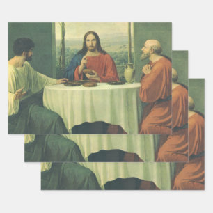 Feuille De Papier Cadeau Souper vintage à Emmaüs avec Jésus-Christ