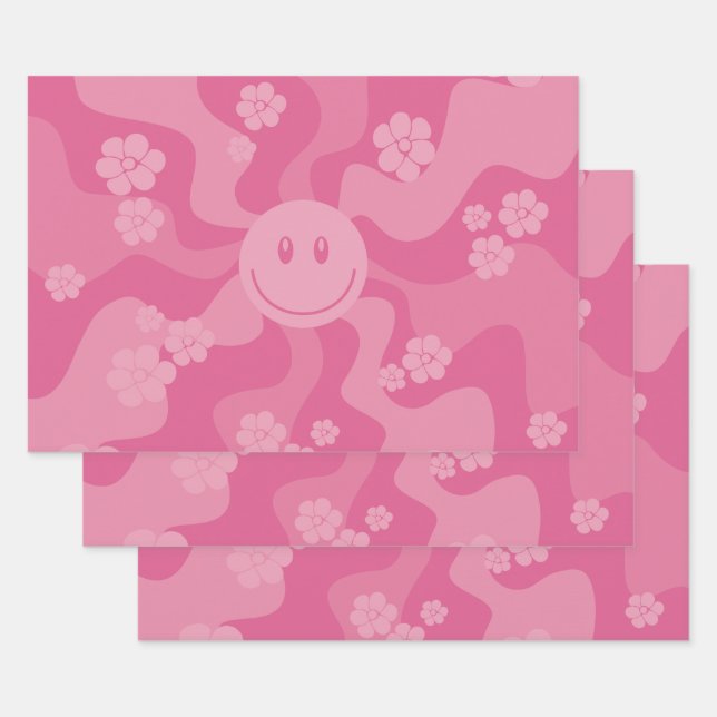 Feuille De Papier Cadeau Sourire - rose (Lot)