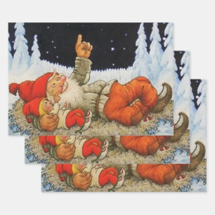 Feuille De Papier Cadeau "Sous les étoiles" Gnomes de Jenny Nystrom