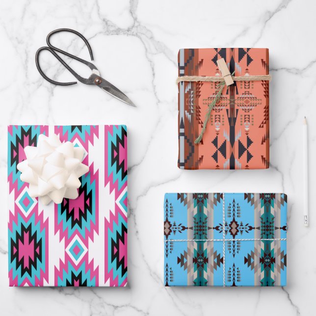 Feuille De Papier Cadeau Southwest Dreams : Un graphique Motif géométrique (Recto)