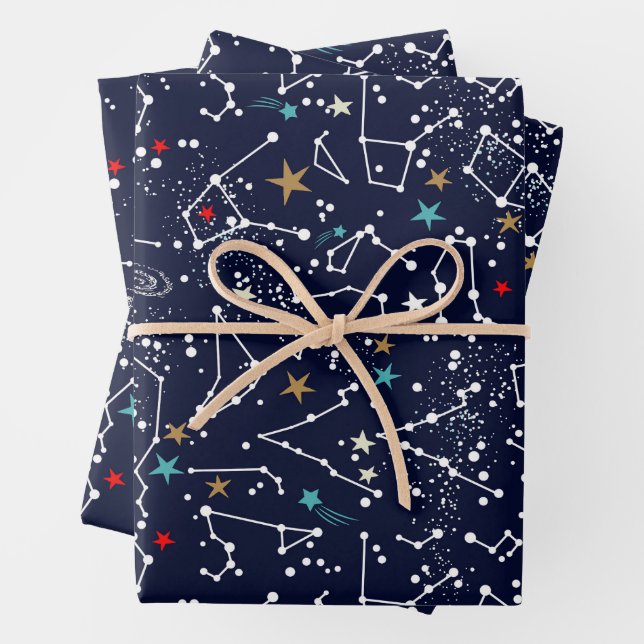 Feuille De Papier Cadeau Space Pattern  (En situation)