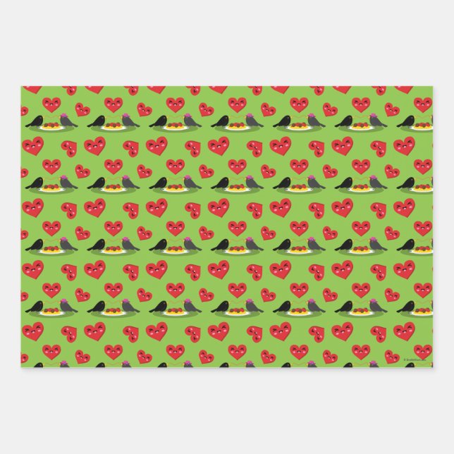 Feuille De Papier Cadeau Spaghetti Boules de viande Romantique Date Motif (Devant)