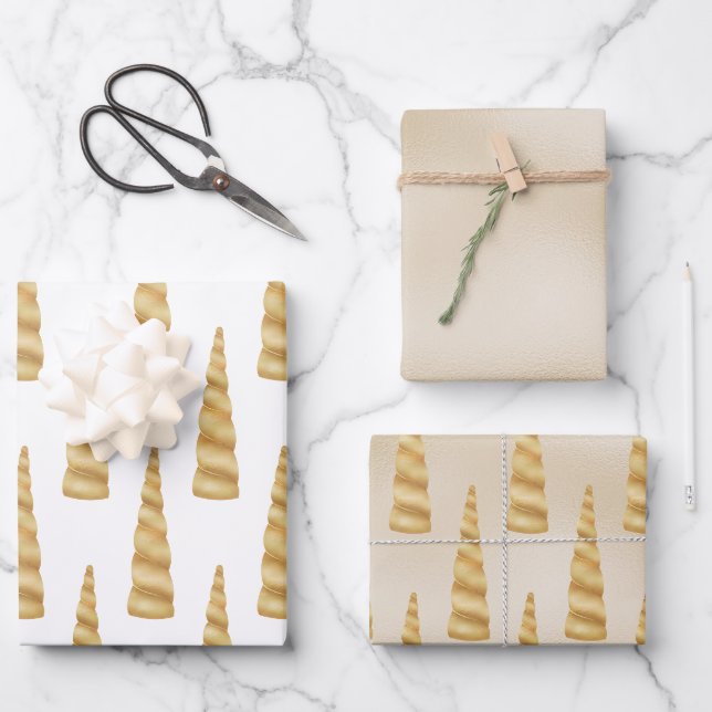 Feuille De Papier Cadeau Sparkle Gold Glam Unicorn Anniversaire (Recto)