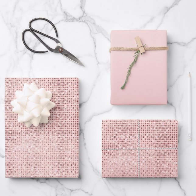 Feuille De Papier Cadeau Sparkle Rose Gold Glam (Recto)