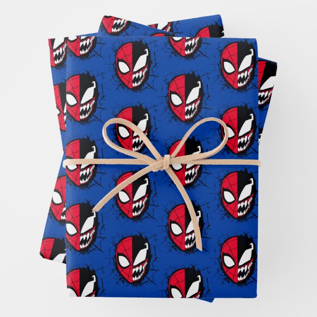 Feuille De Papier Cadeau Spider-Man | Homme-araignée double et visage de ve (En situation)