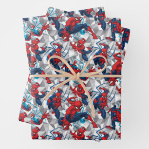 Feuille De Papier Cadeau Spider-Man   Motif d'art de caractères géométrique