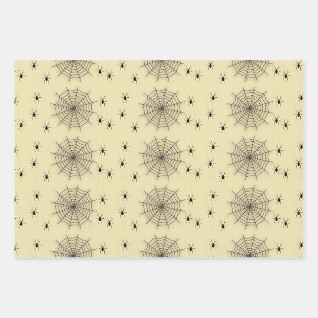 Feuille De Papier Cadeau Spider web and spiders on wall (Devant)