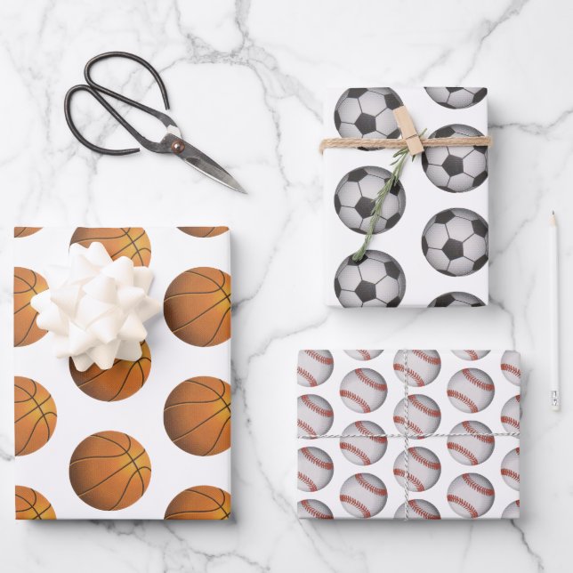Feuille De Papier Cadeau "Sports"  (Recto)