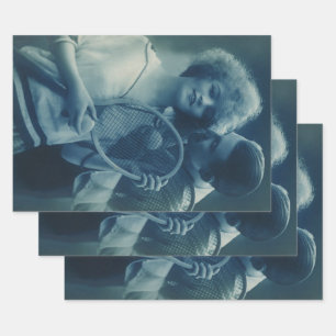 Feuille De Papier Cadeau Sports vintages Tennis, Amour et Romance