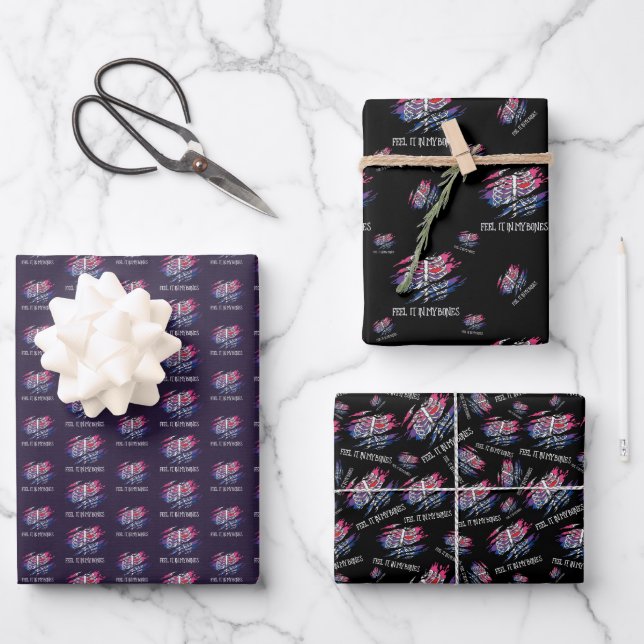 Feuille De Papier Cadeau Squelette sur Drapeau Bisexuel Couleurs Arrière -  (Recto)