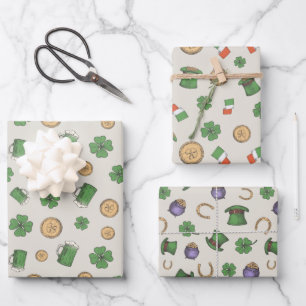 Feuille De Papier Cadeau St. Patrick’s Day Irish Wrapping Paper Set de 3