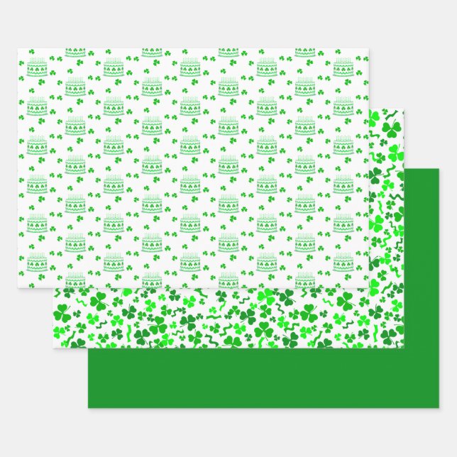 Feuille De Papier Cadeau St Patrick's Day Birthday  (Lot)
