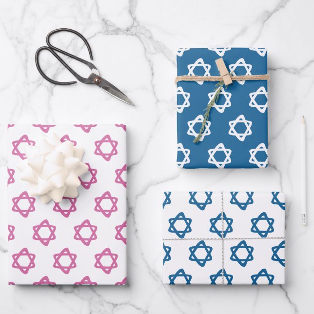 Feuille De Papier Cadeau Star of David Jewish Bar Mitzvah Hanoukka Simple (Recto)