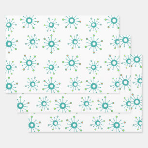 Feuille De Papier Cadeau Starbursts Coloré Turquoise