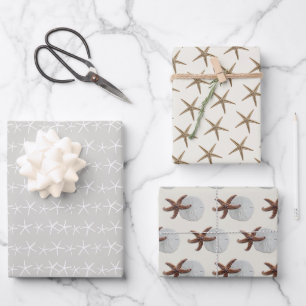 Feuille De Papier Cadeau Starfish Motif Gris Beige Toutes les occasions