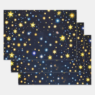 Feuille De Papier Cadeau Starry Night Glow Matte Wrapping Paper Set of 3