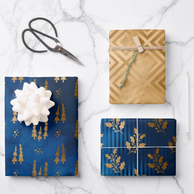 Feuille De Papier Cadeau Starry Night Winter Wrapper Paper (Recto)