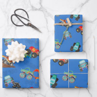 Stars Monster Camion Aquarelle Anniversaire Bleu