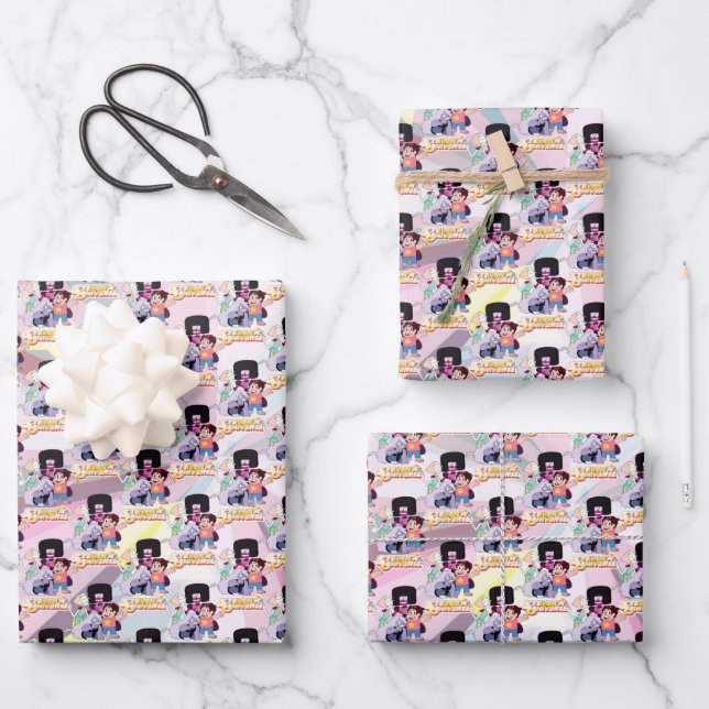 Feuille De Papier Cadeau Steven Universe | Crystal Gem Group Huddle (Recto)