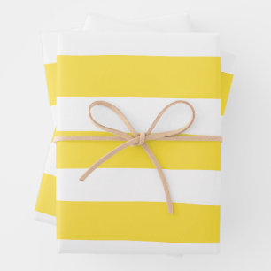 Feuille De Papier Cadeau Stripes inégales - Citron jaune et blanc