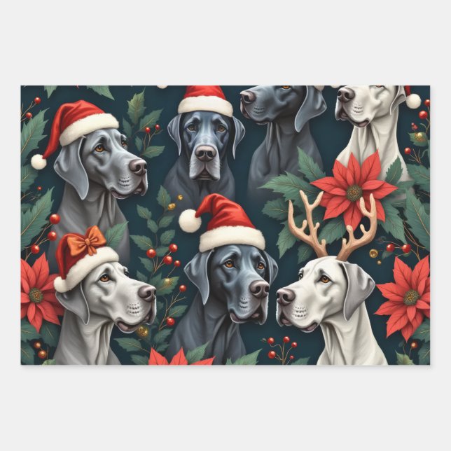 Feuille De Papier Cadeau Stunning Great Dane Christmas wrapping paper (Devant)