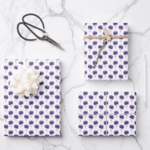 Feuille De Papier Cadeau Style de dessin abstrait de fleur violette