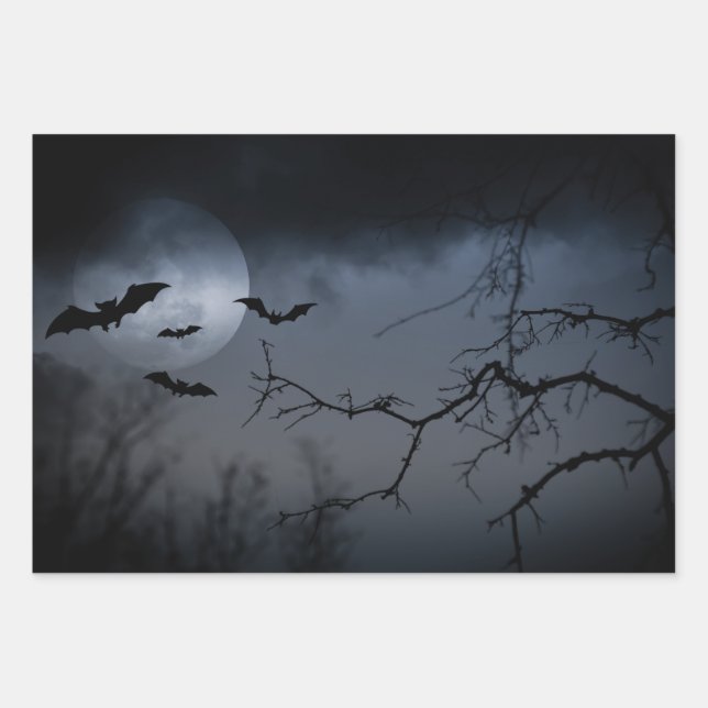 Feuille De Papier Cadeau Style gothique Éffrayant Horreur Halloween (Devant)