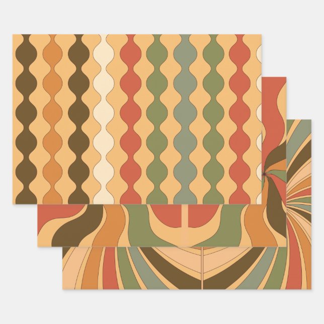 Feuille De Papier Cadeau Style Hippie Design rétro (Lot)