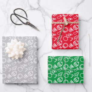 Feuille De Papier Cadeau Style minimaliste Doodle Articles de Noël