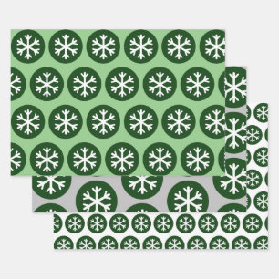 Feuille De Papier Cadeau Style moderne Art graphique Flocon de neige Vert n