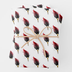 Feuille De Papier Cadeau Stylo rouge en plumes avec nib or