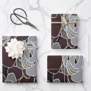 Feuille De Papier Cadeau Succulents colorés motif floral