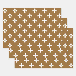 Feuille De Papier Cadeau Sucre brun Southern Cottage Fleur de Lys