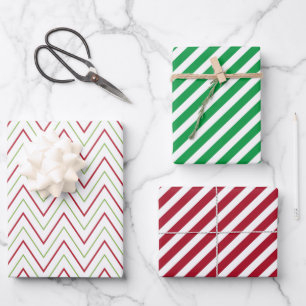 Feuille De Papier Cadeau Sucre de canne Chevron et Stripes Motif