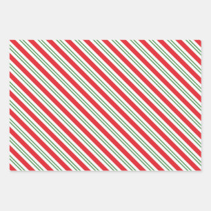 Feuille De Papier Cadeau Sucre de canne de menthe poivrée Motif (rouge/vert