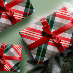 Feuille De Papier Cadeau Sucre de canne élégant rouge vert rouge Motif plat