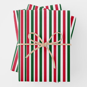 Feuille De Papier Cadeau Sucre de canne rouge et vert Stripes de Noël